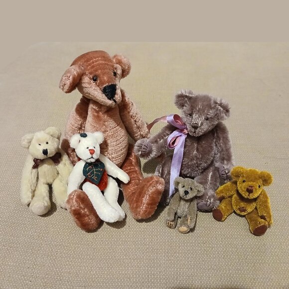 90's Vintage Miniature Fully Jointed Teddy Bear Bundle - Picture 1 of 16